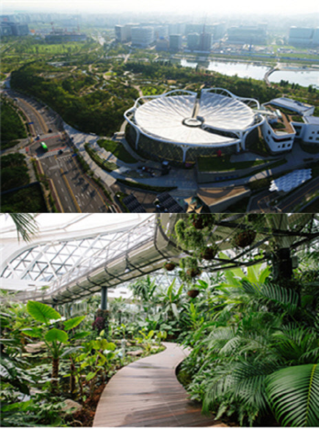 서울 강서구 마곡동에 위치한 서울식물원 전경(위)과 내부 온실(아래) 모습.서울시 제공